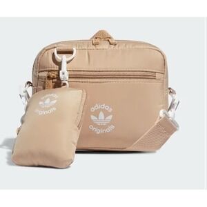 Adidas Originals Puffer Crossbody Bag Beige Mini Bag w/ Pouch Athleisure